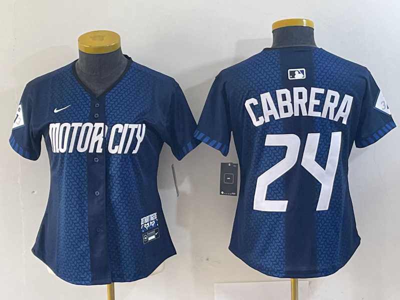 Womens Detroit Tigers #24 Miguel Cabrera Navy 2024 City Connect Cool Base Limited Stitched Jersey->mlb womens jerseys->MLB Jersey